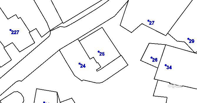 Parcela st. 25 v KÚ Lomy u Jemnice, Katastrální mapa