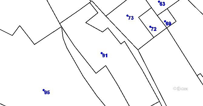 Parcela st. 91 v KÚ Lomy u Jemnice, Katastrální mapa