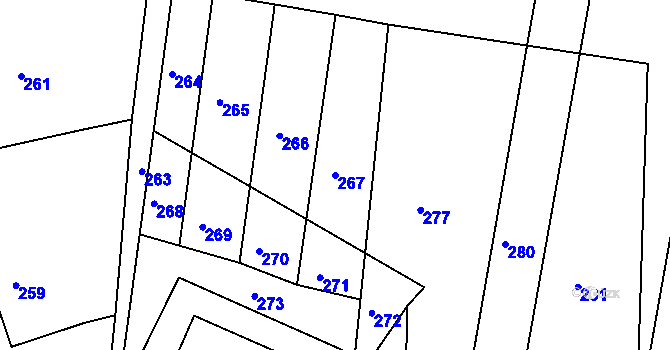 Parcela st. 267 v KÚ Lomy u Jemnice, Katastrální mapa