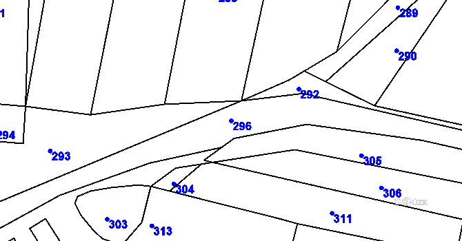 Parcela st. 296 v KÚ Lomy u Jemnice, Katastrální mapa