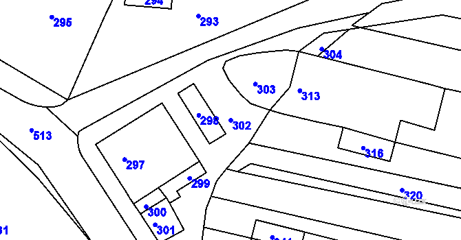 Parcela st. 302 v KÚ Lomy u Jemnice, Katastrální mapa
