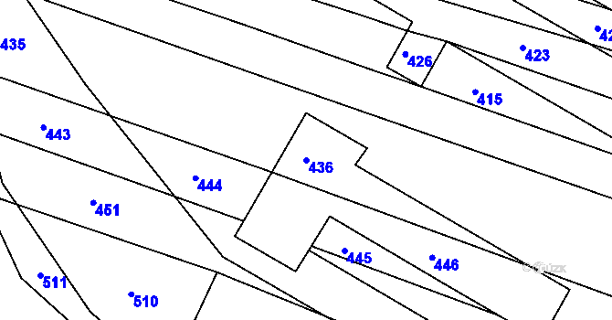 Parcela st. 436 v KÚ Lomy u Jemnice, Katastrální mapa