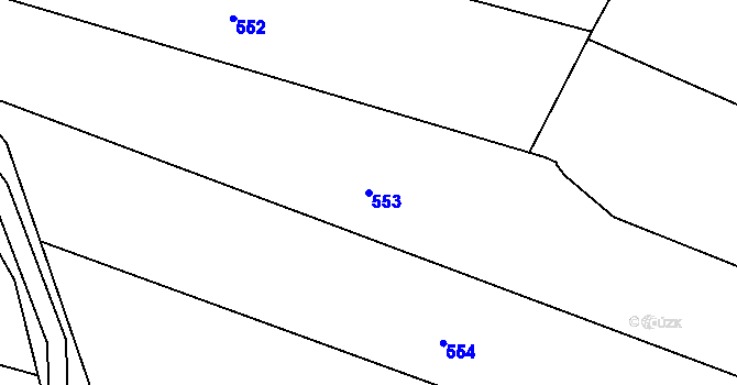 Parcela st. 553 v KÚ Lomy u Jemnice, Katastrální mapa
