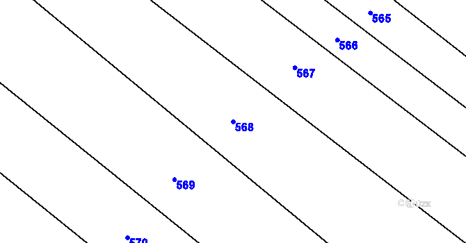 Parcela st. 568 v KÚ Lomy u Jemnice, Katastrální mapa