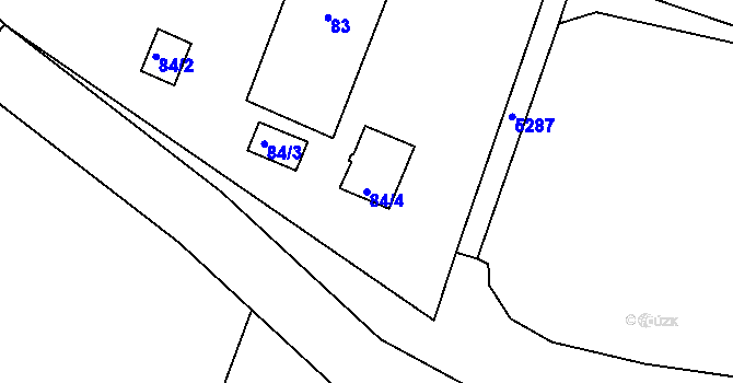 Parcela st. 84/4 v KÚ Lomy u Jemnice, Katastrální mapa