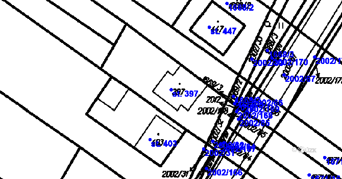 Parcela st. 397 v KÚ Lopeník, Katastrální mapa