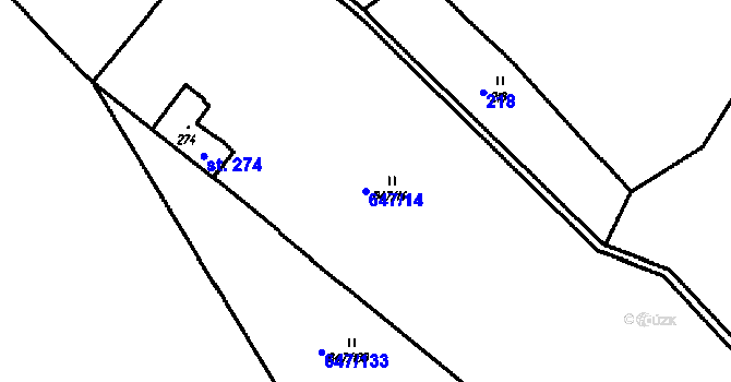 Parcela st. 647/14 v KÚ Lopeník, Katastrální mapa