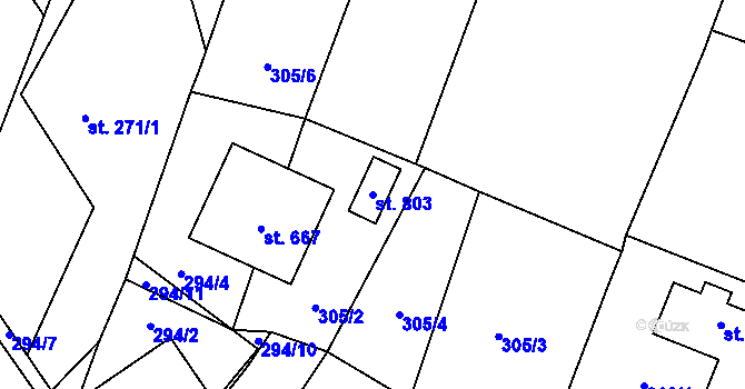 Parcela st. 803 v KÚ Losiná u Plzně, Katastrální mapa