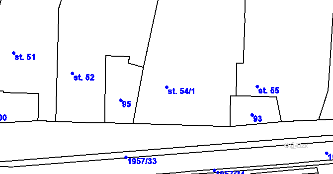 Parcela st. 54/1 v KÚ Losiná u Plzně, Katastrální mapa