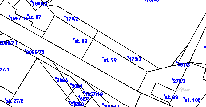Parcela st. 90 v KÚ Losiná u Plzně, Katastrální mapa