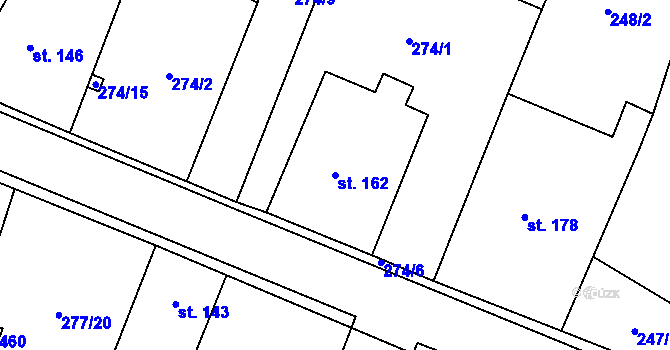 Parcela st. 162 v KÚ Losiná u Plzně, Katastrální mapa