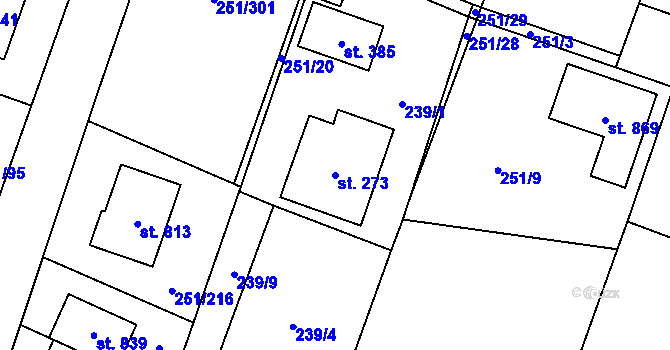 Parcela st. 273 v KÚ Losiná u Plzně, Katastrální mapa