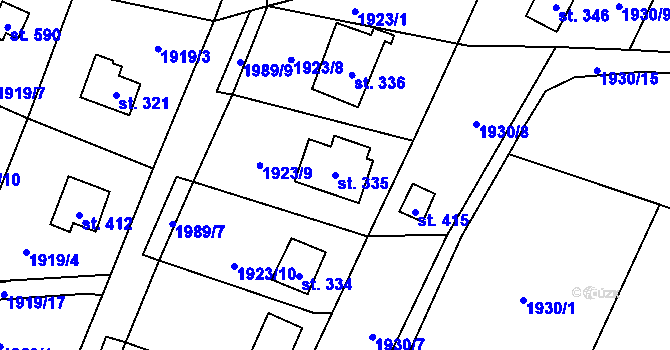Parcela st. 335 v KÚ Losiná u Plzně, Katastrální mapa