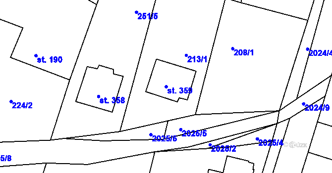 Parcela st. 359 v KÚ Losiná u Plzně, Katastrální mapa