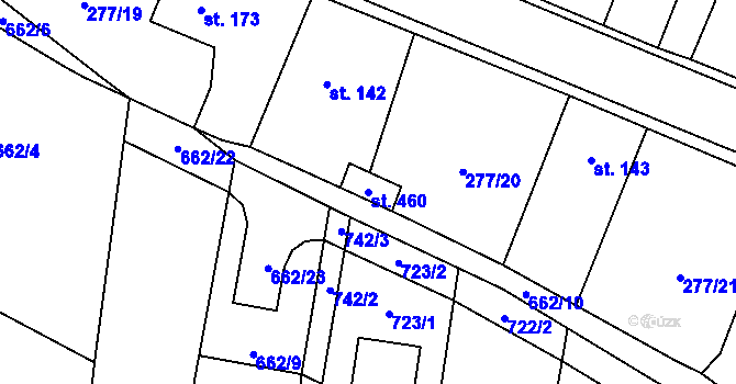 Parcela st. 460 v KÚ Losiná u Plzně, Katastrální mapa