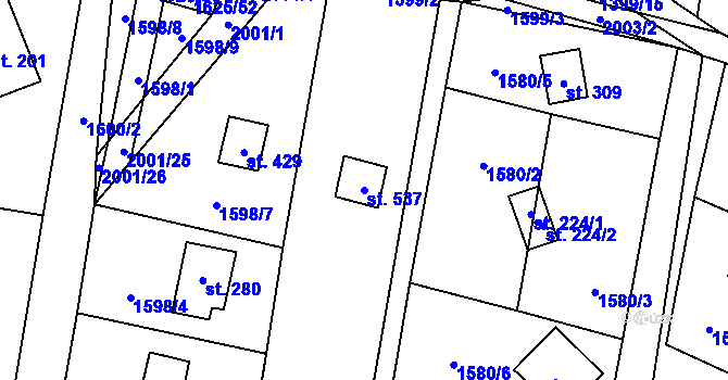 Parcela st. 537 v KÚ Losiná u Plzně, Katastrální mapa