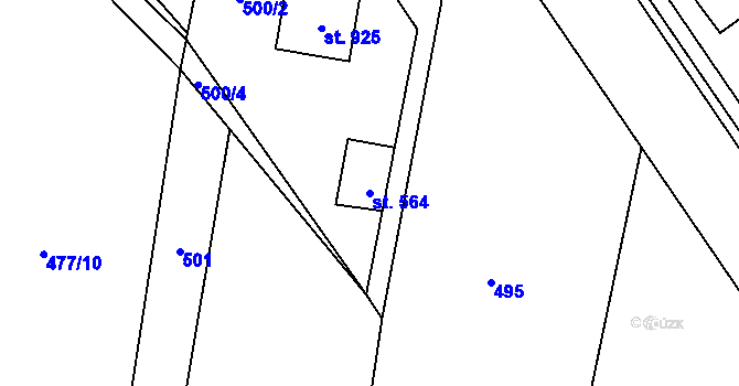 Parcela st. 564 v KÚ Losiná u Plzně, Katastrální mapa