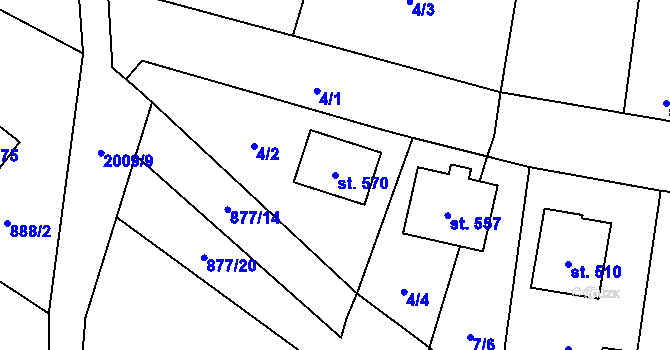 Parcela st. 570 v KÚ Losiná u Plzně, Katastrální mapa