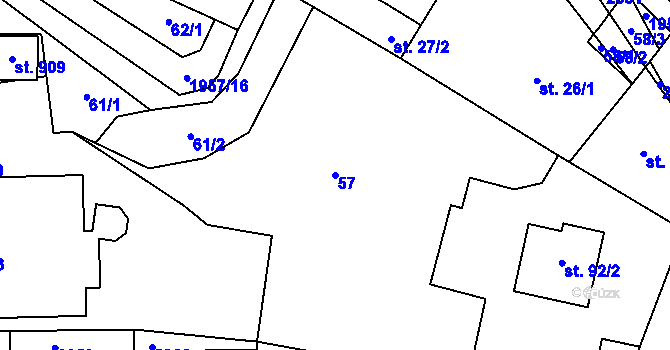 Parcela st. 57 v KÚ Losiná u Plzně, Katastrální mapa
