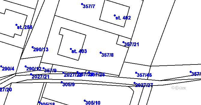 Parcela st. 357/8 v KÚ Losiná u Plzně, Katastrální mapa