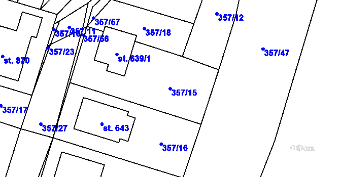 Parcela st. 357/15 v KÚ Losiná u Plzně, Katastrální mapa