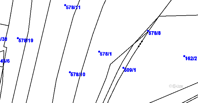 Parcela st. 578/1 v KÚ Losiná u Plzně, Katastrální mapa