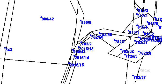 Parcela st. 782/2 v KÚ Losiná u Plzně, Katastrální mapa