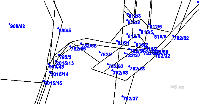 Parcela st. 782/7 v KÚ Losiná u Plzně, Katastrální mapa