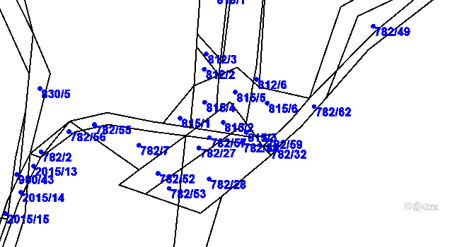 Parcela st. 815 v KÚ Losiná u Plzně, Katastrální mapa
