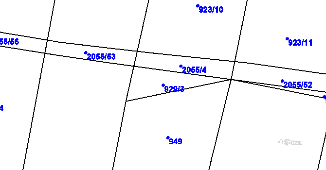 Parcela st. 929/3 v KÚ Losiná u Plzně, Katastrální mapa