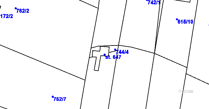 Parcela st. 647 v KÚ Losiná u Plzně, Katastrální mapa