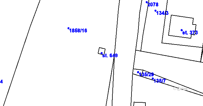 Parcela st. 649 v KÚ Losiná u Plzně, Katastrální mapa
