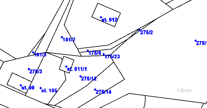 Parcela st. 175/23 v KÚ Losiná u Plzně, Katastrální mapa