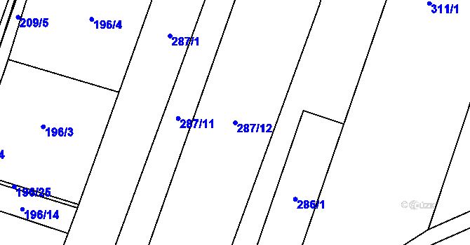 Parcela st. 287/12 v KÚ Losiná u Plzně, Katastrální mapa