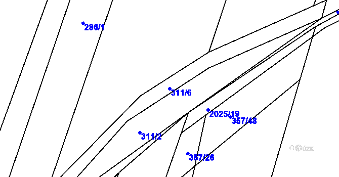 Parcela st. 311/6 v KÚ Losiná u Plzně, Katastrální mapa