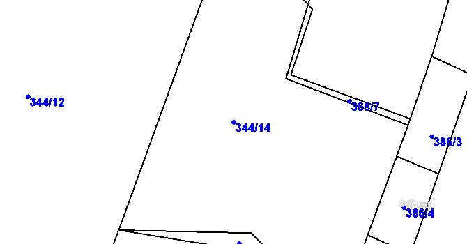 Parcela st. 344/14 v KÚ Losiná u Plzně, Katastrální mapa