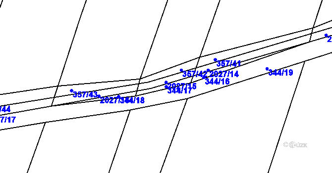 Parcela st. 344/17 v KÚ Losiná u Plzně, Katastrální mapa