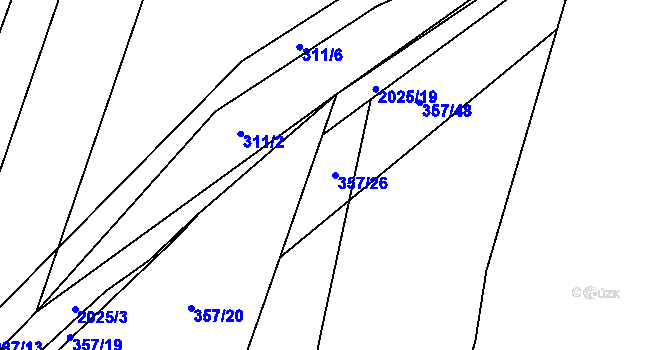 Parcela st. 357/26 v KÚ Losiná u Plzně, Katastrální mapa