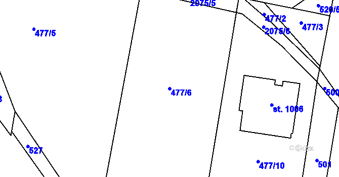Parcela st. 477/6 v KÚ Losiná u Plzně, Katastrální mapa