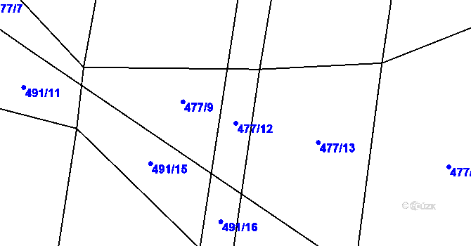 Parcela st. 477/12 v KÚ Losiná u Plzně, Katastrální mapa