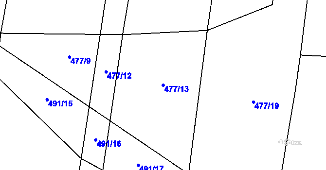 Parcela st. 477/13 v KÚ Losiná u Plzně, Katastrální mapa