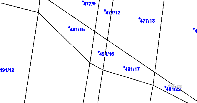 Parcela st. 491/16 v KÚ Losiná u Plzně, Katastrální mapa