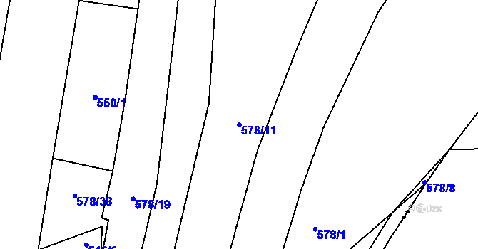 Parcela st. 578/11 v KÚ Losiná u Plzně, Katastrální mapa
