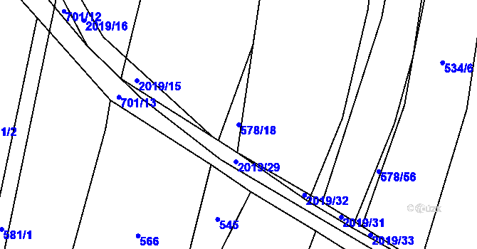 Parcela st. 578/18 v KÚ Losiná u Plzně, Katastrální mapa