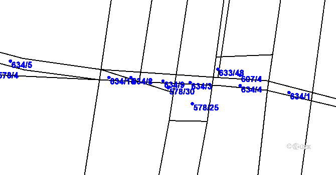 Parcela st. 578/30 v KÚ Losiná u Plzně, Katastrální mapa