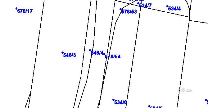 Parcela st. 578/54 v KÚ Losiná u Plzně, Katastrální mapa