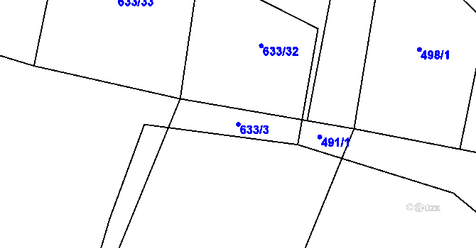 Parcela st. 633/3 v KÚ Losiná u Plzně, Katastrální mapa