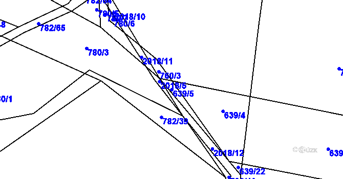 Parcela st. 639/5 v KÚ Losiná u Plzně, Katastrální mapa