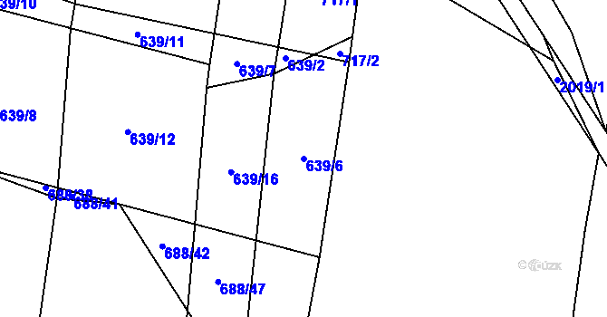 Parcela st. 639/6 v KÚ Losiná u Plzně, Katastrální mapa