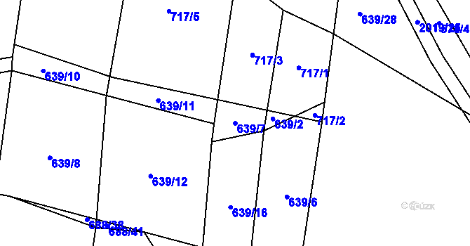 Parcela st. 639/7 v KÚ Losiná u Plzně, Katastrální mapa